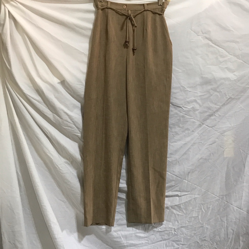 Vintage Lana Lee  Brown Women's trousers with spaghetti belt